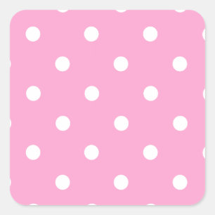 White Polka Dots with Pink Background Square Sticker