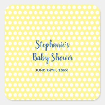 White Polka Dots Yellow Blue Girl Boy Baby Shower