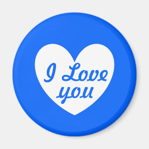 White polka hearts on blue magnet