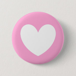 White polka hearts on Cotton Candy Pink 6 Cm Round Badge