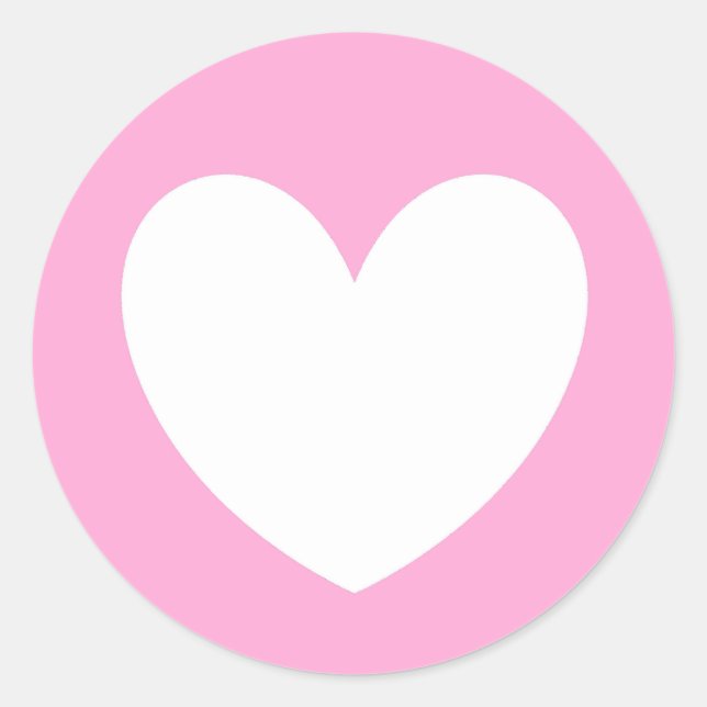 White polka hearts on Cotton Candy Pink Classic Round Sticker (Front)