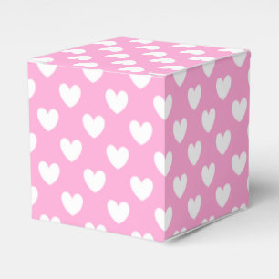 White polka hearts on Cotton Candy Pink Favour Box
