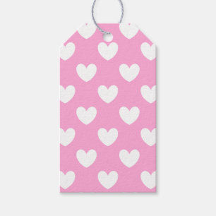 White polka hearts on Cotton Candy Pink Gift Tags