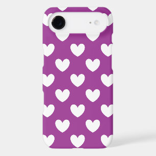 White polka hearts on Purple Cactus Flower purple