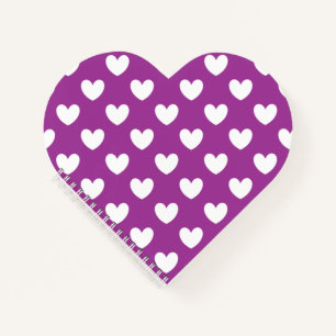 White polka hearts on Purple Cactus Flower purple Notebook