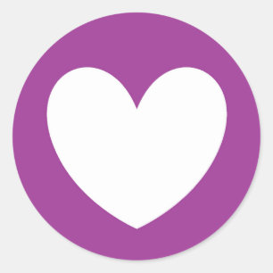 White polka hearts on purple classic round sticker