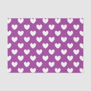 White polka hearts on purple tissue paper