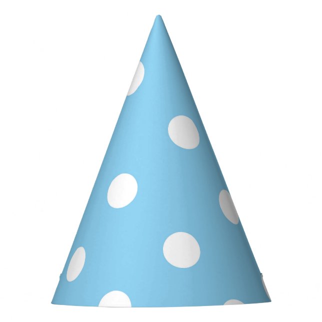 White Polka on Blue Party Hat (Front)