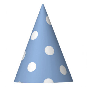 White Polka on Periwinkle Blue Party Hat