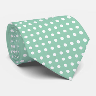 White Polkadot Pattern Custom Mint Background Tie