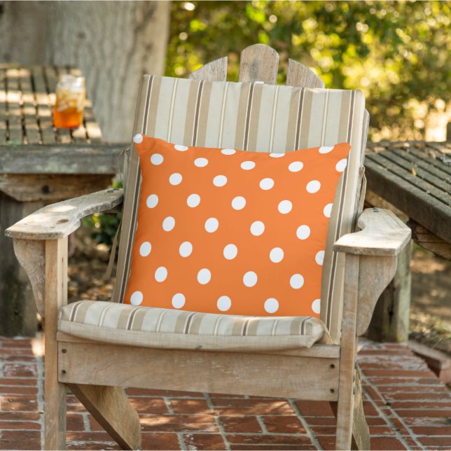 White Polkadots Pattern On Pumpkin Orange Cushion (Chair)