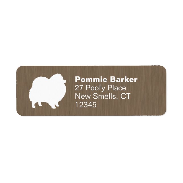 White Pomeranian Dog Silhouette Return Address (Front)