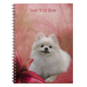 White Pomeranian Fantasy Dog Art Notebook