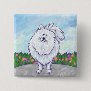 White Pomeranian Gifts & Accessories 15 Cm Square Badge