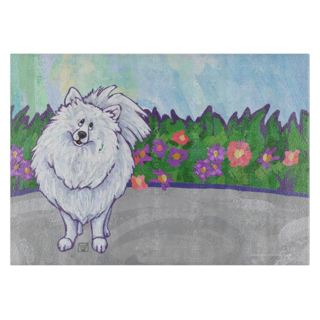 White Pomeranian Gifts & Accessories Cutting Board (Front)