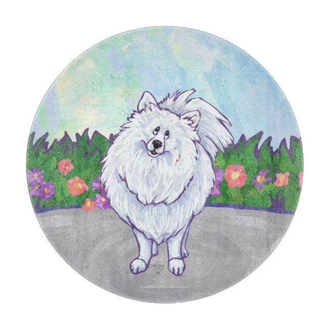 White Pomeranian Gifts & Accessories Cutting Board (Front)