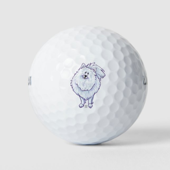 White Pomeranian Gifts & Accessories Golf Balls (Front)