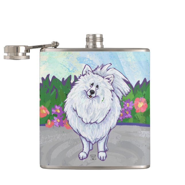 White Pomeranian Gifts & Accessories Hip Flask (Opened)