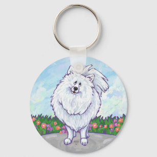 White Pomeranian Gifts & Accessories Key Ring