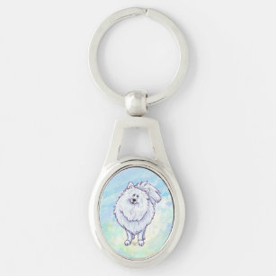 White Pomeranian Gifts & Accessories Key Ring