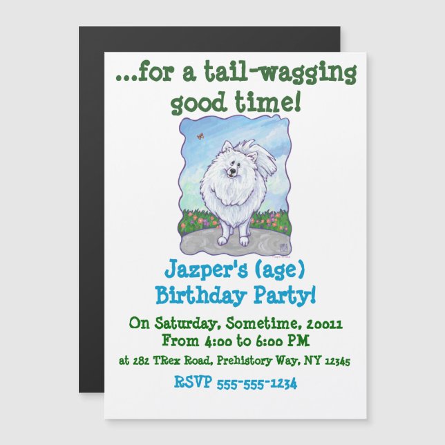 White Pomeranian Gifts & Accessories Magnetic Invitation (Front/Back)