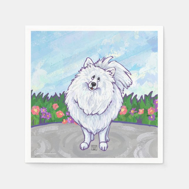 White Pomeranian Gifts & Accessories Napkin (Front)