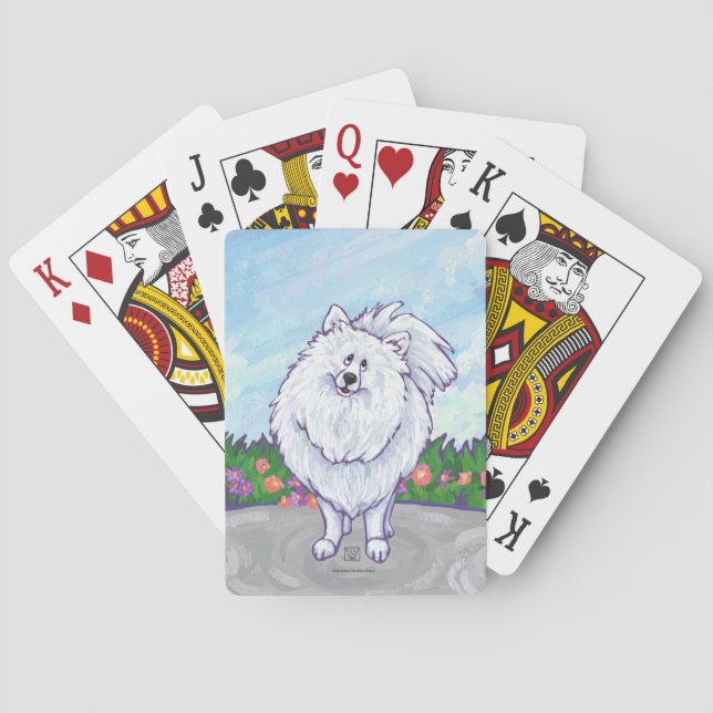 White Pomeranian Gifts & Accessories Playing Cards (Back)