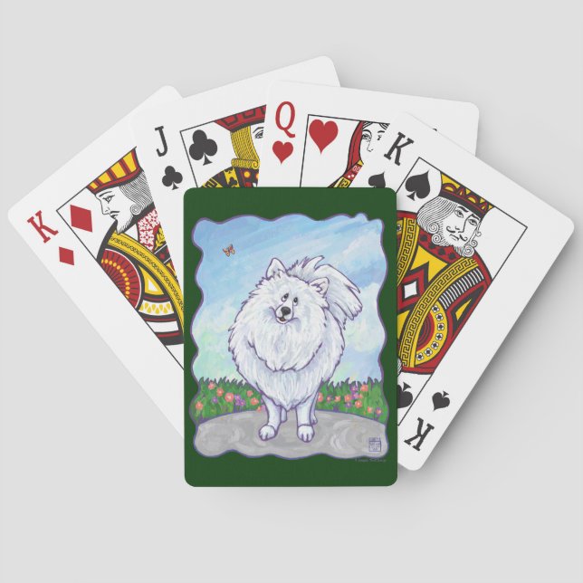 White Pomeranian Gifts & Accessories Playing Cards (Back)