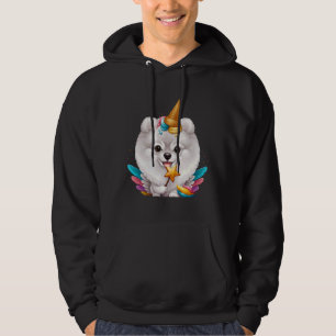 White Pomeranian Ice Cream Unicorn Hoodie