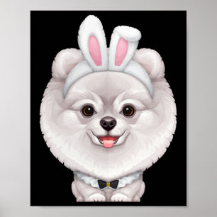 White Pomeranian In The Easter Bunny Costume Poster