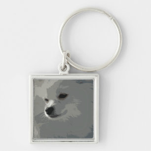 White Pomeranian Keychain