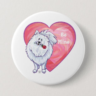 White Pomeranian Valentine's Day 7.5 Cm Round Badge