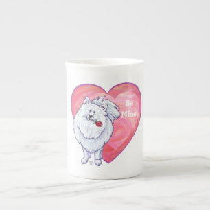 White Pomeranian Valentine's Day Bone China Mug