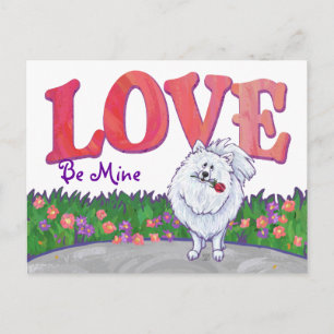 White Pomeranian Valentine's Day Holiday Postcard