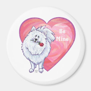 White Pomeranian Valentine's Day Magnet