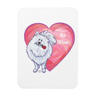 White Pomeranian Valentine's Day Magnet