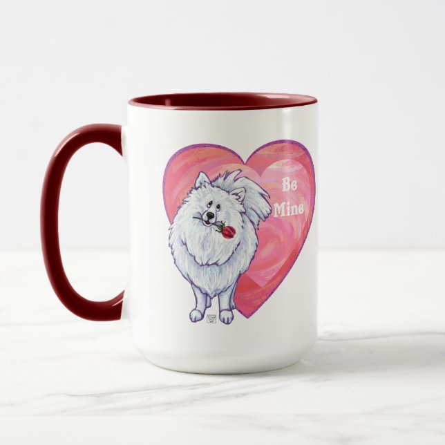 White Pomeranian Valentine's Day Mug (Left)