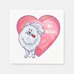 White Pomeranian Valentine's Day Napkin