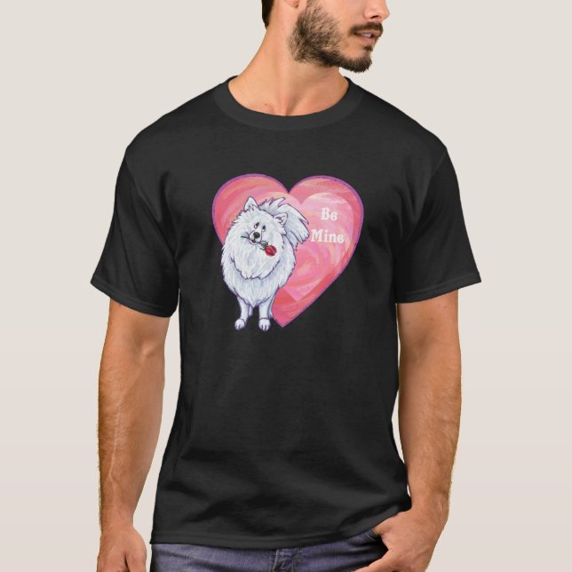 White Pomeranian Valentine's Day T-Shirt (Front)