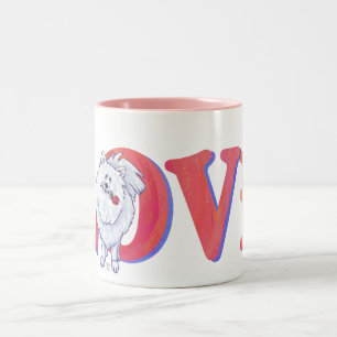 White Pomeranian Valentine's Day Two-Tone Coffee Mug