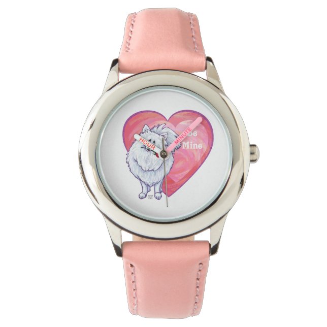 White Pomeranian Valentine's Day Watch (Front)