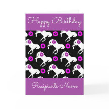 White Ponies Birthday Card - Custom Pony Card