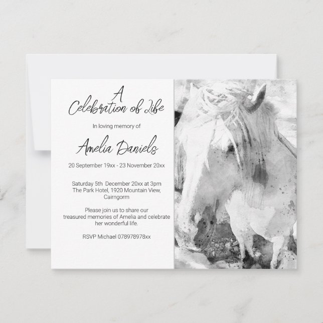 White Pony Celebration of Life Card (Front)