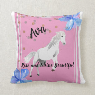White Pony Throw Pillow