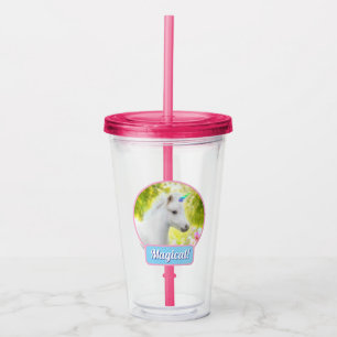 White Pony Unicorn Acrylic Tumbler