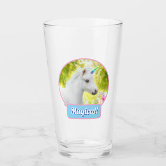 White Pony Unicorn Glass