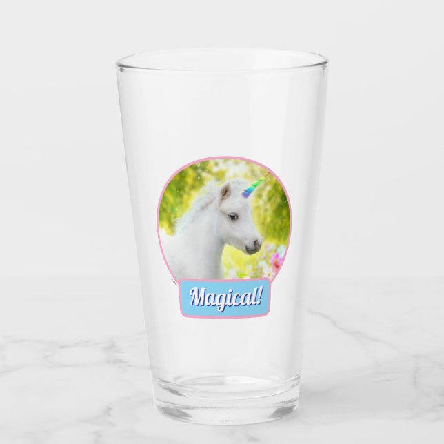 White Pony Unicorn Glass (Front)