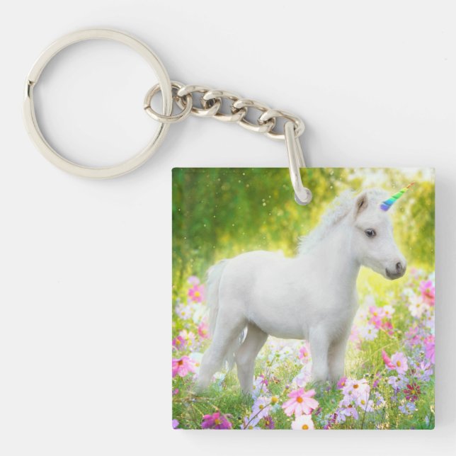 White Pony Unicorn Key Ring (Front)