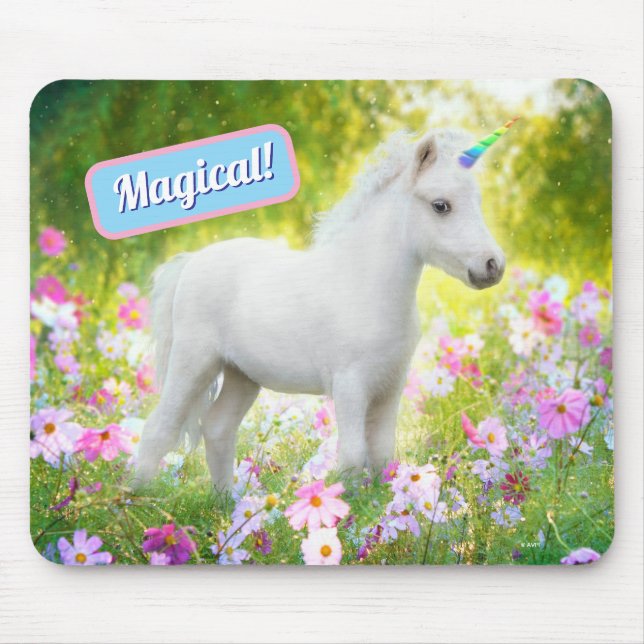 White Pony Unicorn Mouse Mat (Front)