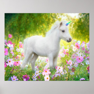 White Pony Unicorn Poster